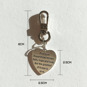 
            
                Load image into Gallery viewer, SILVER 1 CORINTHIANS 13:13 KEYRING
            
        